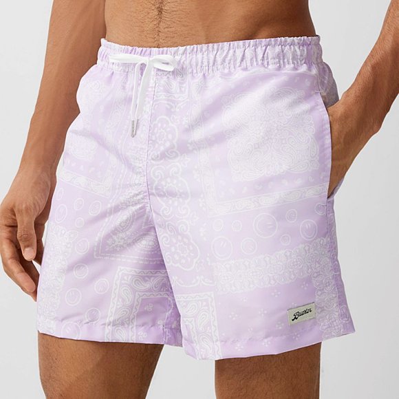 Bather Bandana Smiley Swim Shorts Purple / White - Picture 1 of 5